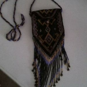 Hand made beaded shoulder bag.
